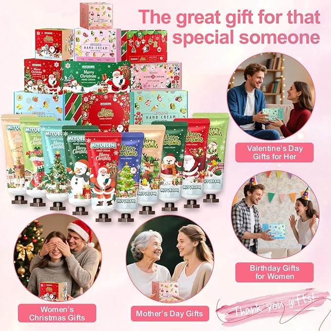 10 Pack Christmas Hand Lotion Gift Set Bulk, Mothers Day Gifts, Teacher Appreciation Gifts,Nurses Week Gifts, Moisturizing Hand Cream, Birthday Gifts for Women&Teen Girls, Mini Gift