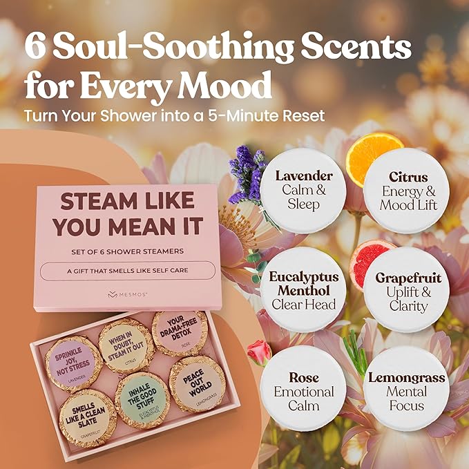 MESMOS 6 Assorted Shower Steamers Aromatherapy, Self Care Gifts for Women, Stress Relief Relaxation Spa Gifts, Spa Day Essentials Accessories, Self Care Set, Aromatherapy Shower Steamer for Women