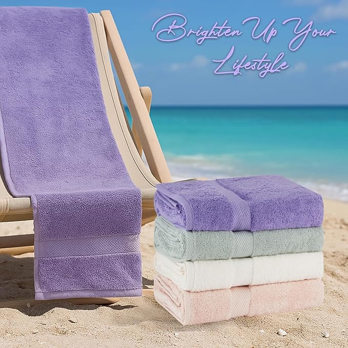 BolBom Towels 4 Pack Medium Bath Towel Set, 27“X54” Inches, 500 GSM 100% Ring Spun Cotton, Lightweight and Highly Absorbent Quick Drying Premium Towels for Hotel, Spa,Bath and Bathroom