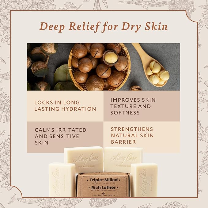 Mary Case Goat Milk & Shea Butter Bar Soap Set of 8 | Natural Soap with Olive & Coconut Oils | Fragrance-Free Bath Soap for Men & Women | Deep Nourishing & Soothing Sensitive Skin