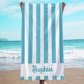 JML Personalized Beach Towel with Name, Custom Cabana Stripe Beach Towel, Customized Microfiber Pool Towel, Quick Dry & Absorbent Swim Towel for Adult,Anniversary, Birthday, Summer Holiday,Vacation