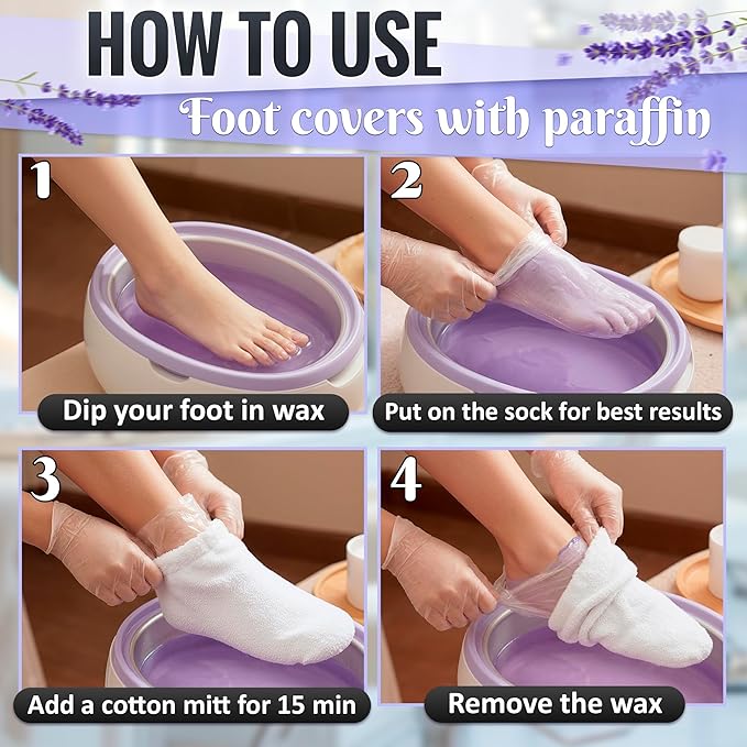 200 Pcs Plastic Socks for Moisturizing Feet – Leak-Proof Foot Gloves for Moisturizing, Ribbed Anti-Slip Design with 200 Stickers for Secure Fit – Paraffin Wax Bags | Self Care & Holiday Gifting