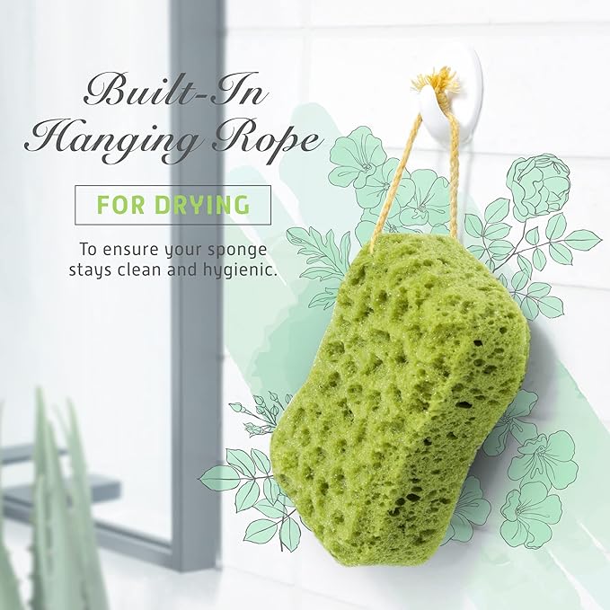 Spongentle Loofah Sponge for Shower and Bathing, Bath Sponge with Dual Texture, Shower Pouf for Gentle and Deep Exfoliation, Large Size Body Scrubber for Men & Women, PU Foam, 37% More Lather, 3 Pack