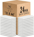 CH White Bath Towels Bulk Pack of 24 (22x44 Inches) – Pure Cotton Lightweight & Absorbent Towels for Airbnb, Hotels, Motels & Commercial Use
