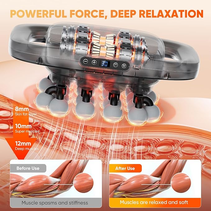 HOTU 20 Head Massage Gun Deep Tissue, Muscle Back Massager with 3 Modes & 30 Intensities, Portable Quiet Multi Mini Head Massager Gun for Hips/Legs/Waist/Shoulders/Foot Body Muscle Pain Relief