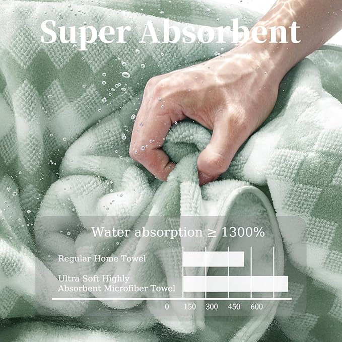 8 Piece Bathroom Towel Set Green |2 Oversized Large Bath Towels Sheet,2 Hand Towels and 4 Washcloths| 600GSM Ultra Soft Luxury Premium Towel Set Highly Absorbent Quick Dry Hotel Towel Collection