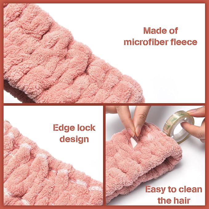 Chuangdi 3 Pieces Spa Headband for Women Facial Makeup Headband Soft Terry Cloth Hairband for Washing Face Mask Spa Shower Gifts(Pink, Gray, Dark Brown)