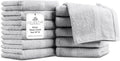 100% Cotton Wash Cloth for face & Body Set of 12, (12 x 12 inches) Sustainable, Soft, Highly Absorbent, Combed Cotton Wash Cloths Pack of 12 for Hotels, Spa, Bathroom, Dorm, Silver