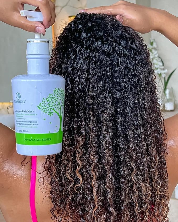 Xiaomoxuan Organic Plant-Based Collagen Hair Mask with Tea Tree Oil for Dry Damaged, Frizzy Hair - Split End Repair Treatment, Hydrating & Strengthening
