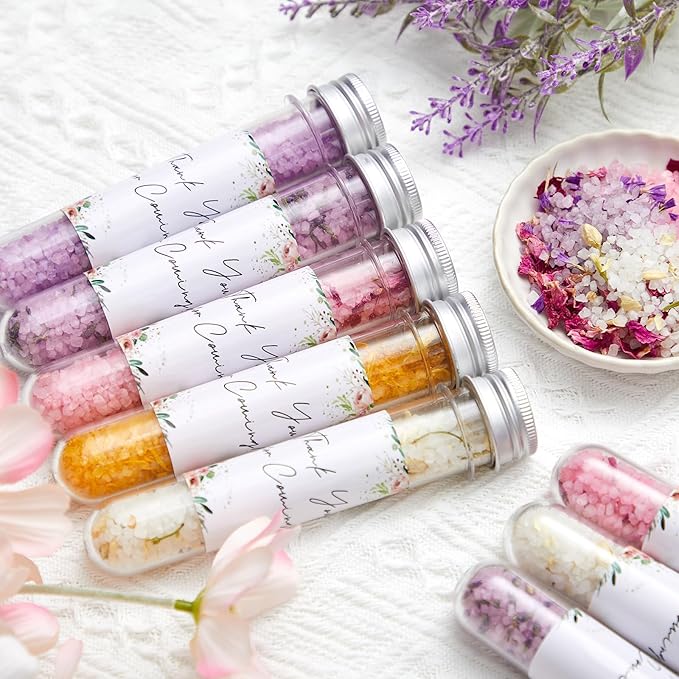 12 Pcs Aromatherapy Bath Salts Test Tube Bath Salts for Women Relaxing Spa Gifts Set for Wedding Christmas Birthday Baptism Party Favors (Floral)