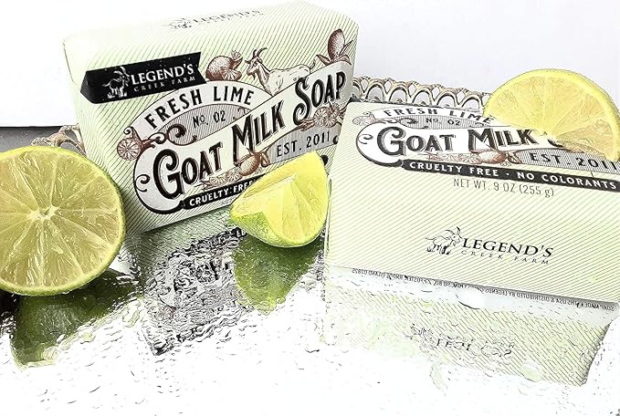 Legend's Creek Farm Goat Milk Soap - Triple Milled Moisturizing Bar for Hands and Body - 9 Oz Creamy Lather, Nourishing, Natural Soap for Sensitive Skin (Fresh Lime, Pack of 4)