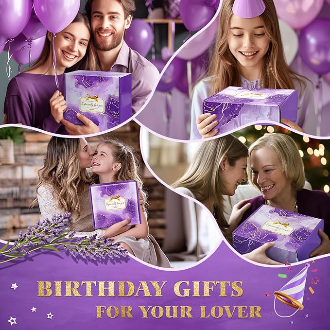 Qivatex Mothers Day Gifts for Mom Women, Teacher Appreciation Gifts, Bath Gift Set, Birthday Gifts for Wife Women Her Sister Mom Auntie Grandma Friends, Relaxing Spa Self Care Lavender Bath Bombs Set﻿
