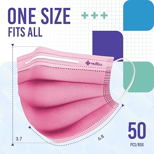 Medtecs Face Mask Disposable – Available in 50 & 2,000 pcs – ASTM Level 1, 3-Ply Breathable, Soft Fit – Adult Size – Ideal for Commuting & Daily Wear