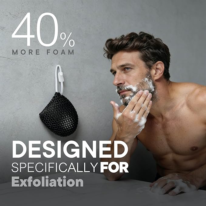 Facial Sponge - Deep Exfoliating Face Mitt, Honeycomb Face Exfoliator for Smoother, Younger Looking Skin, Dead and Dry Skin Remover for Men & Women, Grey