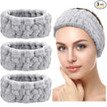 Chuangdi 3 Pieces Spa Headband for Women Facial Makeup Headband Soft Terry Cloth Hairband for Washing Face Mask Spa Shower Gifts(Gray)