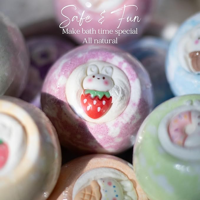 EvolutionUSA 12 Bloom Bath Bombs with Toys - Adorable Girl Bath Bomb Set, Bubbly Kids Bathbombs, Fizzy Bath Ball, Kids Bath Bombs for Girls, Childrens Bath Bomb Set Easter, Birthday, Christmas Gift