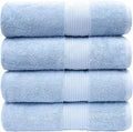Luxury Oversized Bath Towels | 650 GSM, 34" x 56" | Hotel Quality, Soft & Highly Absorbent | Quick Dry, Thick, Combed Cotton Bathroom Towels | Sky Blue - 4 Pack