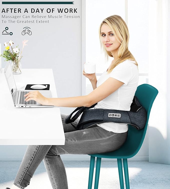 Mo Cuishle Shiatsu Neck and Back Massager with Heat – Deep Kneading for Shoulder and Neck – Ideal Gift for Men, Women, Mom, Dad Him & Her – Perfect for Christmas, Mother's Day, Father's Day, Birthdays