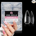UNA GELLA Medium Stiletto Gel Nail Tips Full Cover 216Pcs Almond Shape Nails Tips Stiletto Pre etched Soft Gel Nails Clear Fake False Nail Tip For Home Art Salon 12 Sizes