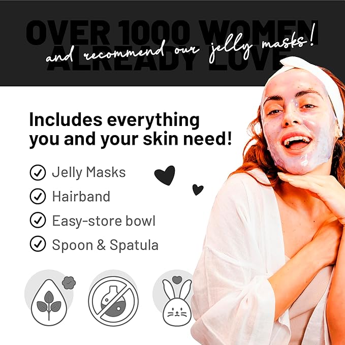 BRÜUN Jelly Mask Jar Black Gold Salicylic AC BHA Peel-Off Face Care Rubber Mask | 23 fl oz Skin Care Moisturizing Gel Mask Jar Spa Set
