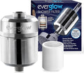 EVERGLOW High-Output Shower Filter, Reduces Chlorine, Dry Skin, Dandruff, Eczema, Heavy Metals and Vitamin C Infused for Dandruff and Softens Hard Water, 4.7”, Chrome