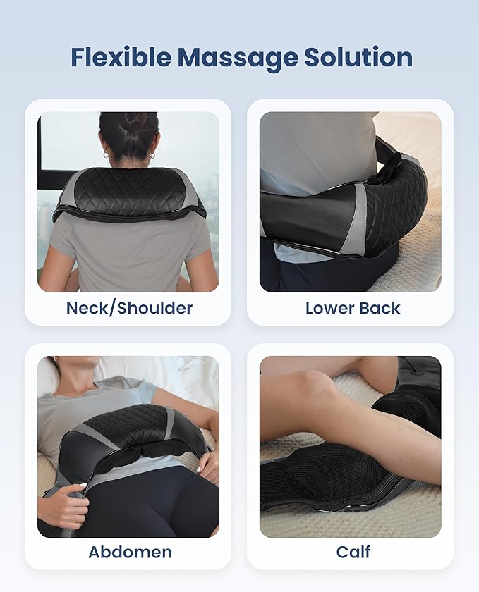 COMFIER Cordless Neck Massager, Shiatsu Shoulder Massager with Heat, 3D Kneading Back Massager Pillow, Mother Day Gift, Black