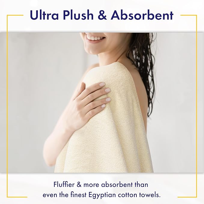 Alusa Home Ultra Soft & Plush Viscose from Bamboo Bath Sheets - 700 GSM Pack of 2 - Extra Large 70x35 in - Super Absorbent & Quick Drying (Papyrus)