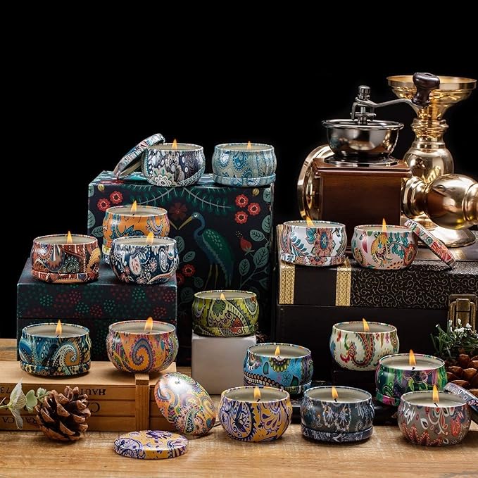 WPONSZU 16 Pack Scented Candles Gift Set for Woman, Jar Candle, 2.5 oz Soy Wax Tin Candle-Ideal Gift for Travel Home Décor