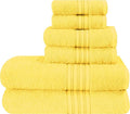 BOUTIQUO 6 Pack Cotton Towel Set, Contains 2 Bath Towels 28x55 inch, 2 Hand Towels 16x24 inch & 2 Wash Coths 12x12 inch, Ideal Everyday use, Ultra Soft Compact & Lightweight - Lime Yellow