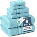 LANE LINEN Luxury Bath Towel Set - 6 Piece Set, 100% Cotton Bathroom Towel, Zero Twist, Quick Dry Shower Towels, Extra Soft Absorbent, 2 Bath, 2 Hand, 2 Wash Cloths - Blue