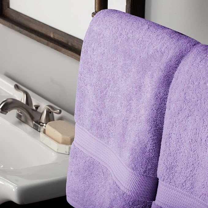 Superior Egyptian Cotton Pile 10 Piece Towel Set, Includes 2 Bath, 4 Hand, 4 Face Towels/ Washcloths, Ultra Soft Luxury Towels, Thick Plush Essentials, Guest Bath, Spa, Hotel Bathroom, Purple
