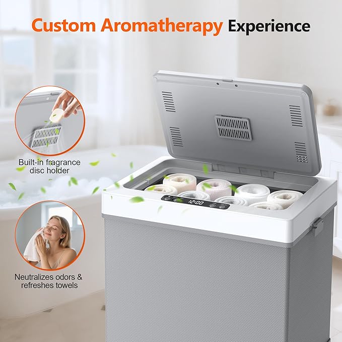 kapebow 35L Luxury Foldable Towel Warmer, 600W Fast Heating, Auto Shut Off, Fits 3 Large Towels (45x70), Bathrobes & Blankets, Heat/Dry Modes, 24H Delay, Perfect for Bathroom, Spa, Home (UL Listed)