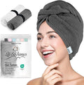 Cotton Towel Wrap for Women/Kids | Quick Dry, Soft & Absorbent 420-GSM Wrap With Double Button | Anti Frizz, Non Microfiber Turbans for Curly, Long & Thick Hair (White+Grey)
