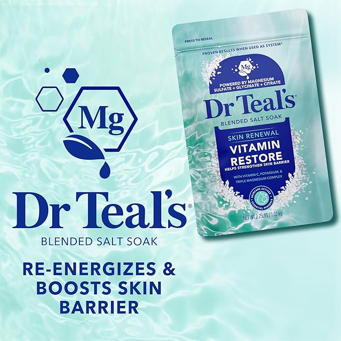 Dr Teal's Skin Renewal Vitamin Restore Blended Salt Soak, 2.25 lb (Pack of 2)