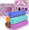 5 Pieces African Net Sponge – Deep Cleansing & Exfoliating Mesh for Glowing Skin – Stretchable, Quick-Dry Material for Daily Shower Use (Purple, Orange, Blue, Green, Brown)