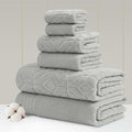Modern Threads 6 Piece Cotton Bath Towel Set – Ultra Soft 550 GSM Towels – Bathroom Set with Hand Towels and Washcloths – Geometric (Silver Cloud)