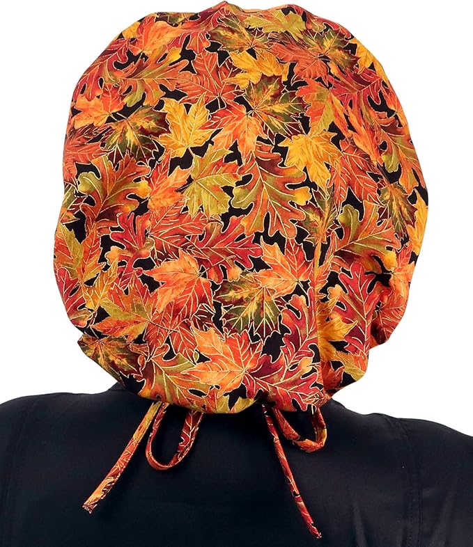 Sparkling EARTH Banded Bouffant Surgical Scrub Ponytail Working Caps and Built-in Sweatband - 100% Cotton - Made in The USA