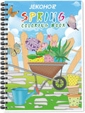 Jekohor Spring Theme Adult Coloring Book - 9x12 Inch Large Single-Sided Pages, 200gsm Thick Paper for Markers & Watercolor, Easter Gift for Women - Coloring Books for Adult Relaxation