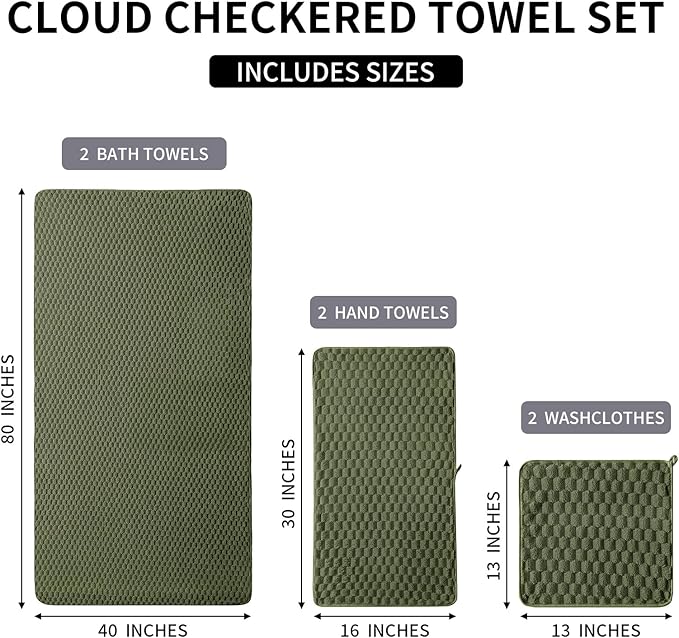 Oversized Bath Towels 40x80 Inches Extra Large Bath Sheets for Adults Super Soft Quick Dry Highly Absobent Microfiber Shower Towels for Bathroom（Olive Green, 6Piece