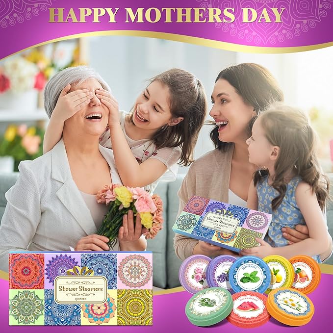 Qivatex Shower Steamers Aromatherapy, Mothers Day Gifts for Mom, Teacher Appreciation Gifts, Birthday Gifts for Women Wife Mom Teen Girls, SPA Relaxation Shower Bombs, Bath Bombs Cosmetic Bath Salts