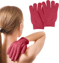 MOLOPPO 2 PCS Exfoliating Glove, Scrub Gloves Exfoliating, loofah, Body Exfoliator, Bath Gloves（Red）