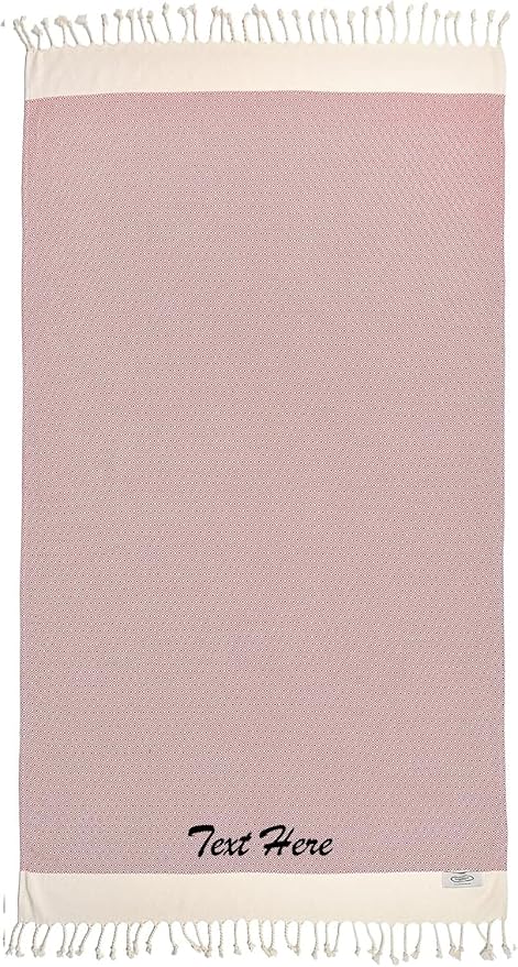 Personalized Embroidered Beach Towel | Throw Blanket, Easy Carry Sand Free, Highly Absorbent, Quick Dry, Turkish Towels for Travel Camping Bath Sauna Beach Gym Pool Yoga SPA by Lahammam, Diamond, Red