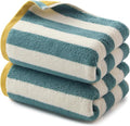 REDKISS 2-Pack Striped Hand Towels for Bathroom - 12 x 28 Inches 100% Cotton Hand Towels, Ultra Soft and Highly Absorbent Towel for Bath, Gym, Hotel, Kitchen and Spa, Kitchen, Green