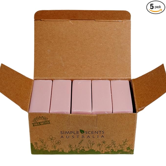 Simple Scents Australia Sweet Pea & Jasmine Scented Natural Soap Bars (5 Bars), 3.5oz Moisturizing French Triple Milled Soap Bars Enriched with Shea Butter - Pure Plant Oil Bath & Body