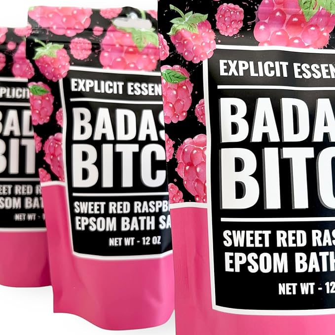 Explicit Essentials Bath Salts for Women, 12oz Raspberry Epsom Salts