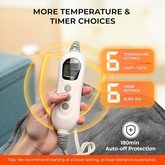 VAAGHANM Heating Pad: Electric Heat Pad for Neck & Shoulders & Back - Heated Wrap Weighted Instant Heating Pads-6 Heat Options & 6 Auto Timer Mode - Gift for Mom Women