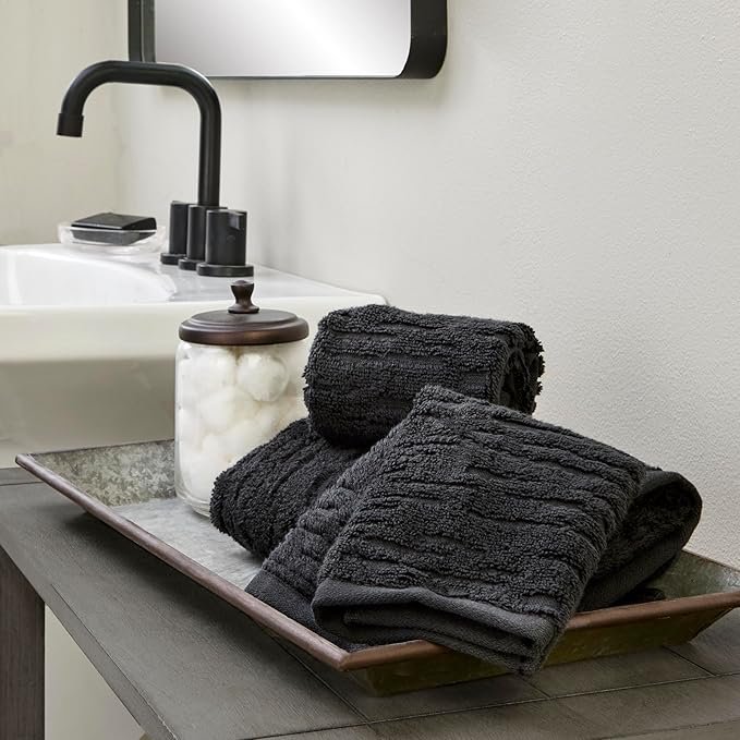 SKL Home CloudSoft 100% Cotton Luxury 6-Piece Towel Set, 600 GSM, Ultra Plush & Absorbent - 2 Bath Towels, 2 Hand Towels, 2 Washcloths, Slate