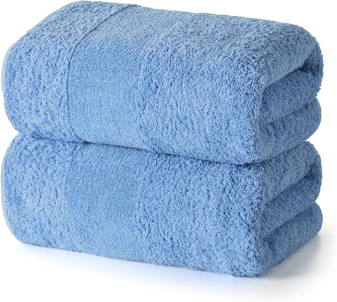 REDKISS Towels 2 Pack Luxury Extra Large Bath Towels Set 30 x 58 Inches – 100% Cotton, Ultra Soft Highly Absorbent & Quick Dry Towels for Bathroom, Gym, Hotel, Spa, Ocean Blue