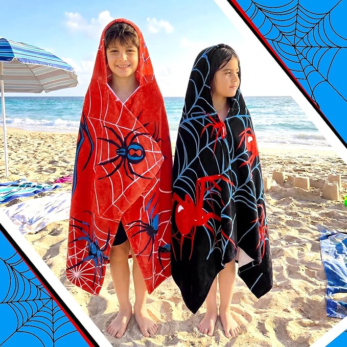Peryiter 2 Pcs Spider Beach Towel Quick Dry Towels Swimming Bath Shower Pool Travel Trips Vacations Absorbent Soft Beach Blanket(Bright Spider, 50 x 30 Inches)