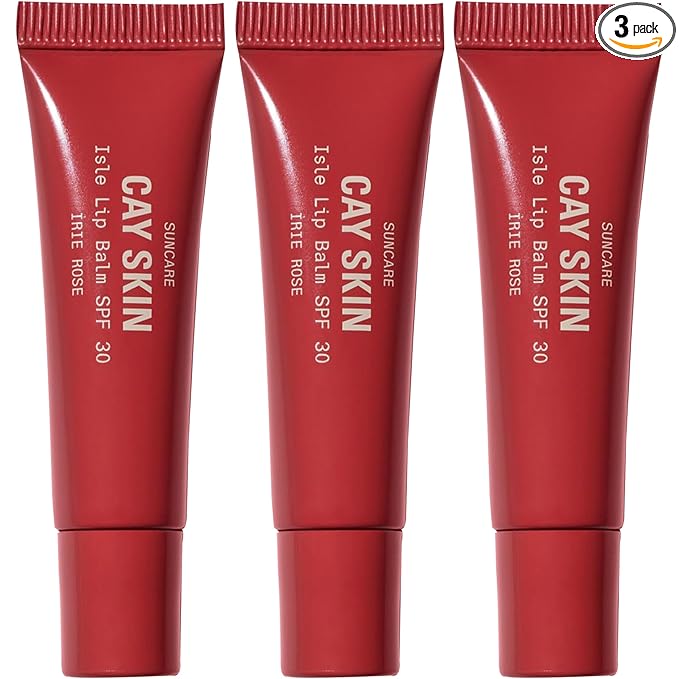 Cay Skin Isle Lip Balm SPF 30 – High Shine, Hydrating + Sheer Lip Gloss in Vanilla Brown Sugar Flavor – Formulated with Natural Ingredients for All Skin Tones – 3-Pack, Irie Rose, 1.05 oz